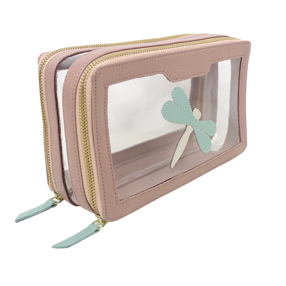 Necessaire Mini Crystal Libélula em Couro Personalizada