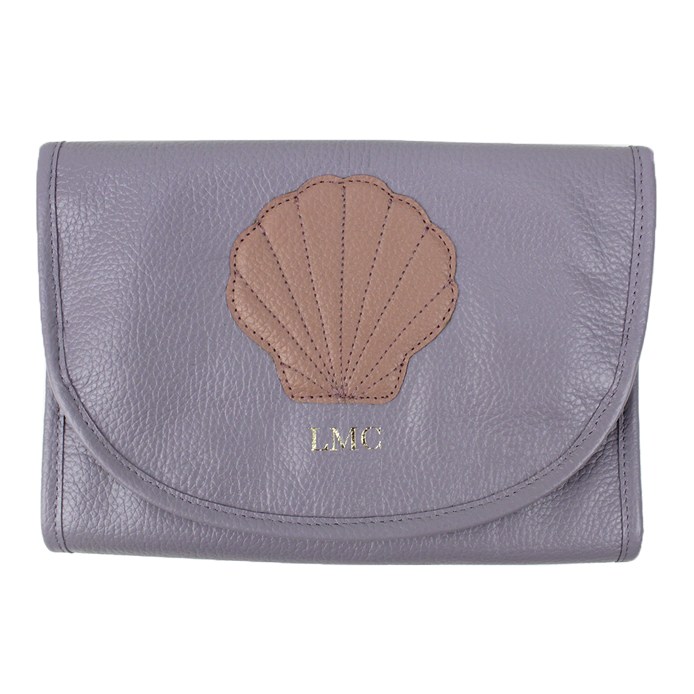Necessaire Porta Laço Concha em Couro Personalizada