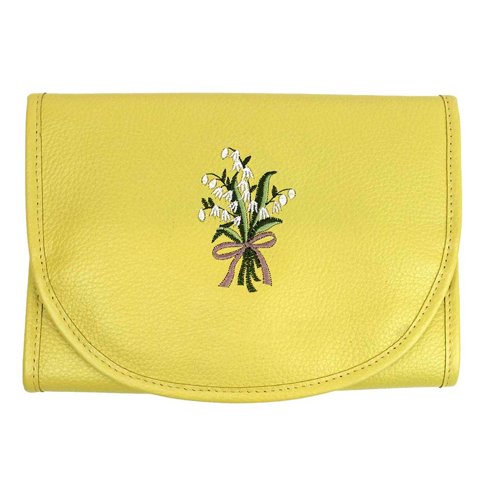Necessaire Porta Laço Bordado Muguet em Couro Personalizada