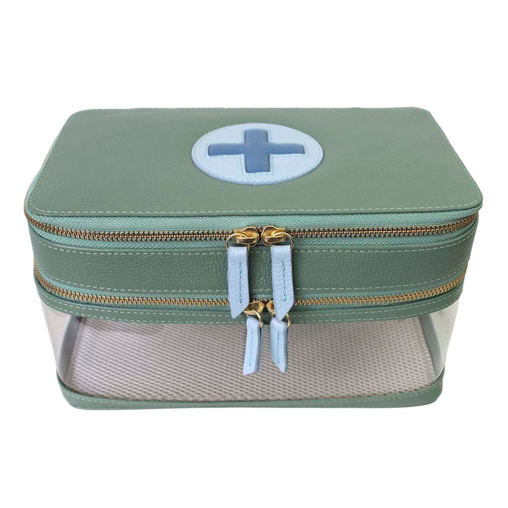 Necessaire Remédio Jumbo Jade com Azul Bebê e Beach Pronta Entrega