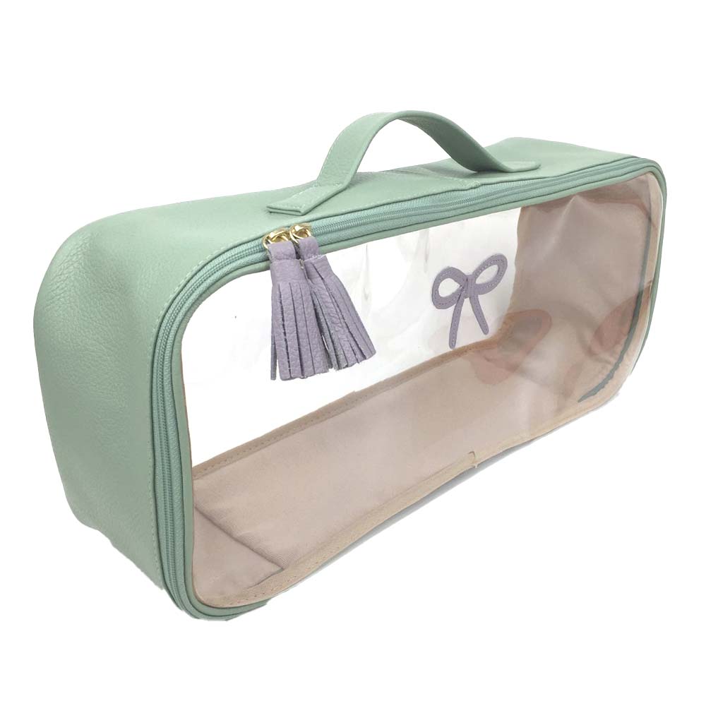 Necessaire Crystal Retangular Laço Rococó em Couro e Vinil Personalizada
