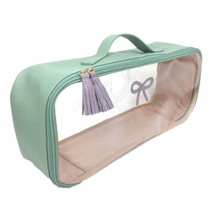 Necessaire Crystal Retangular Laço Rococó Menta Liso com Lilás Liso Pronta Entrega