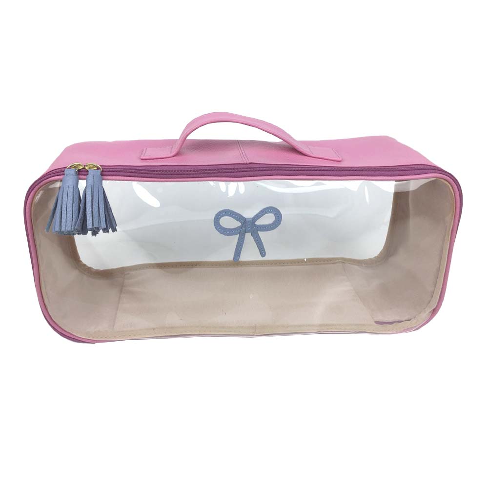 Necessaire Crystal Retangular Laço Rococó em Couro e Vinil Personalizada