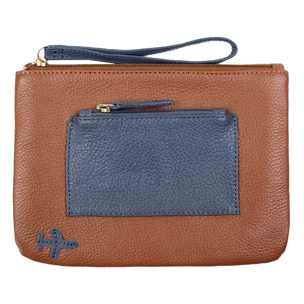 Necessaire Travel Caramelo Liso com Marinho Liso Pronta Entrega