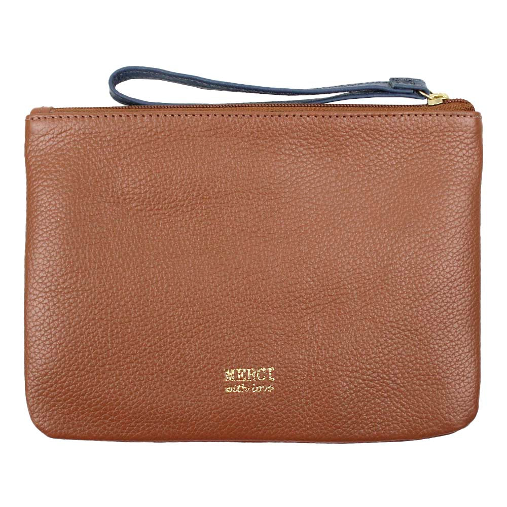 Necessaire Travel Caramelo Liso com Marinho Liso Pronta Entrega