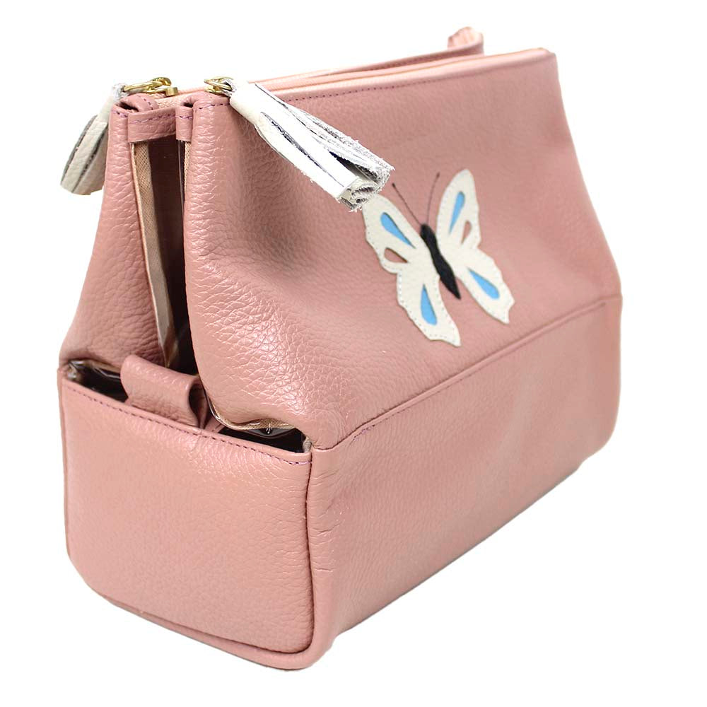Necessaire Triple Borboleta em Couro Personalizada
