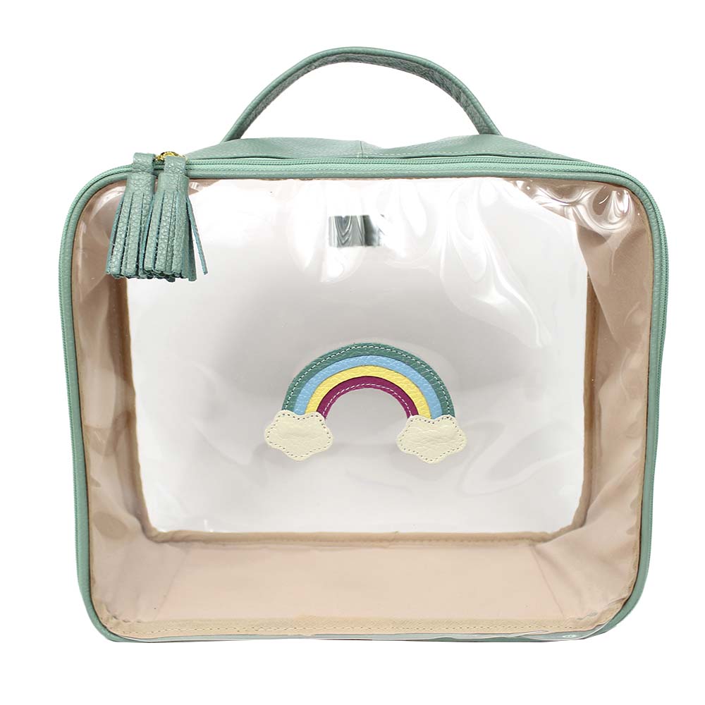 Necessaire Crystal G Arco Íris em Couro e Vinil Personalizado