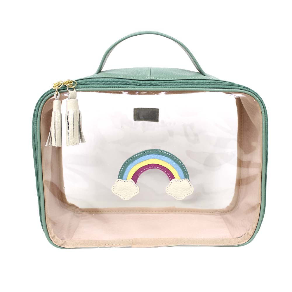 Necessaire Crystal M Arco Íris em Couro e Vinil Personalizado