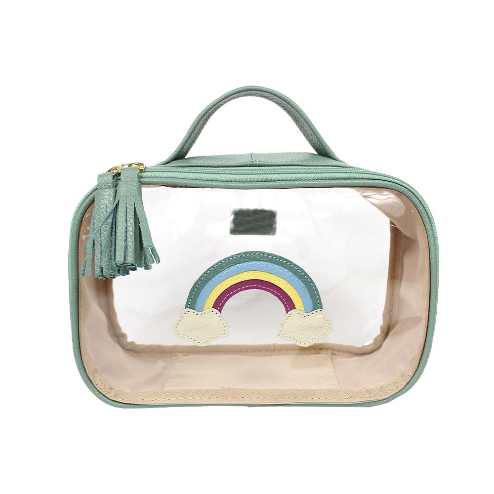 Necessaire Crystal P Arco Íris em Couro e Vinil Personalizado