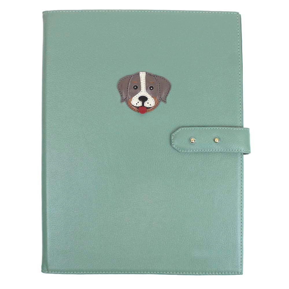 Pasta Portfólio Cachorro Toddy em Couro Personalizado
