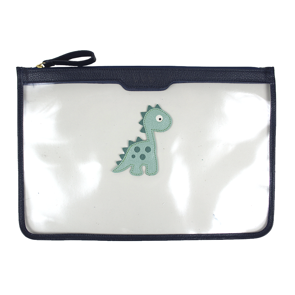 Pasta A4 Crystal Little Dino em Couro e Vinil Personalizada