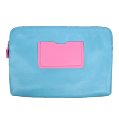 Pasta Notebook G Aqua Liso com Rosa Orquídea Pronta Entrega
