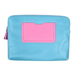 Pasta Notebook P Aqua Liso com Rosa Orquídea Pronta Entrega