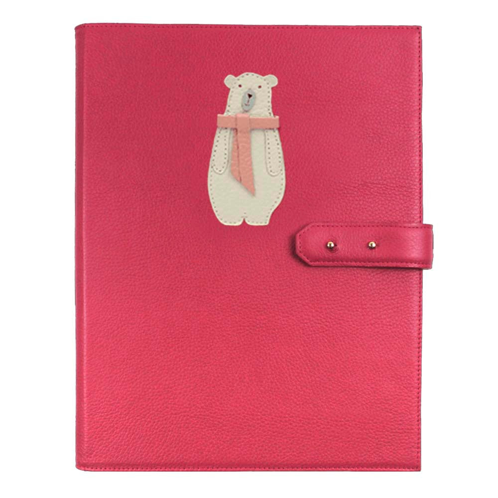 Pasta Portfólio Urso Polar em Couro Personalizado