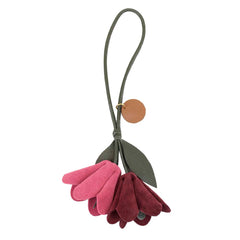 Pendente Flor Frésia Camurça Cereja com Camurça Buble Pronta Entrega