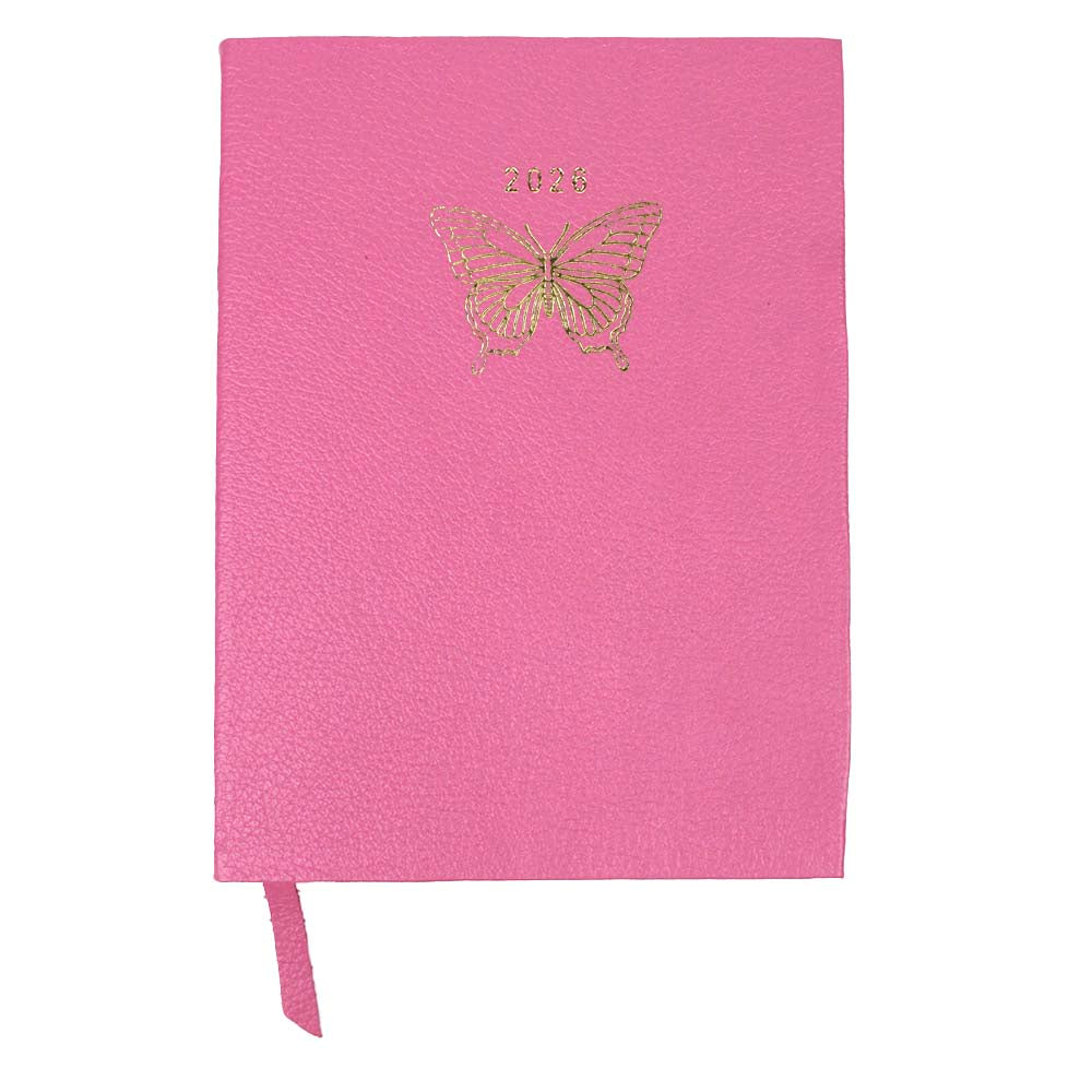 Planner My Days 2026 com Hotstamping Borboleta em Couro Personalizado
