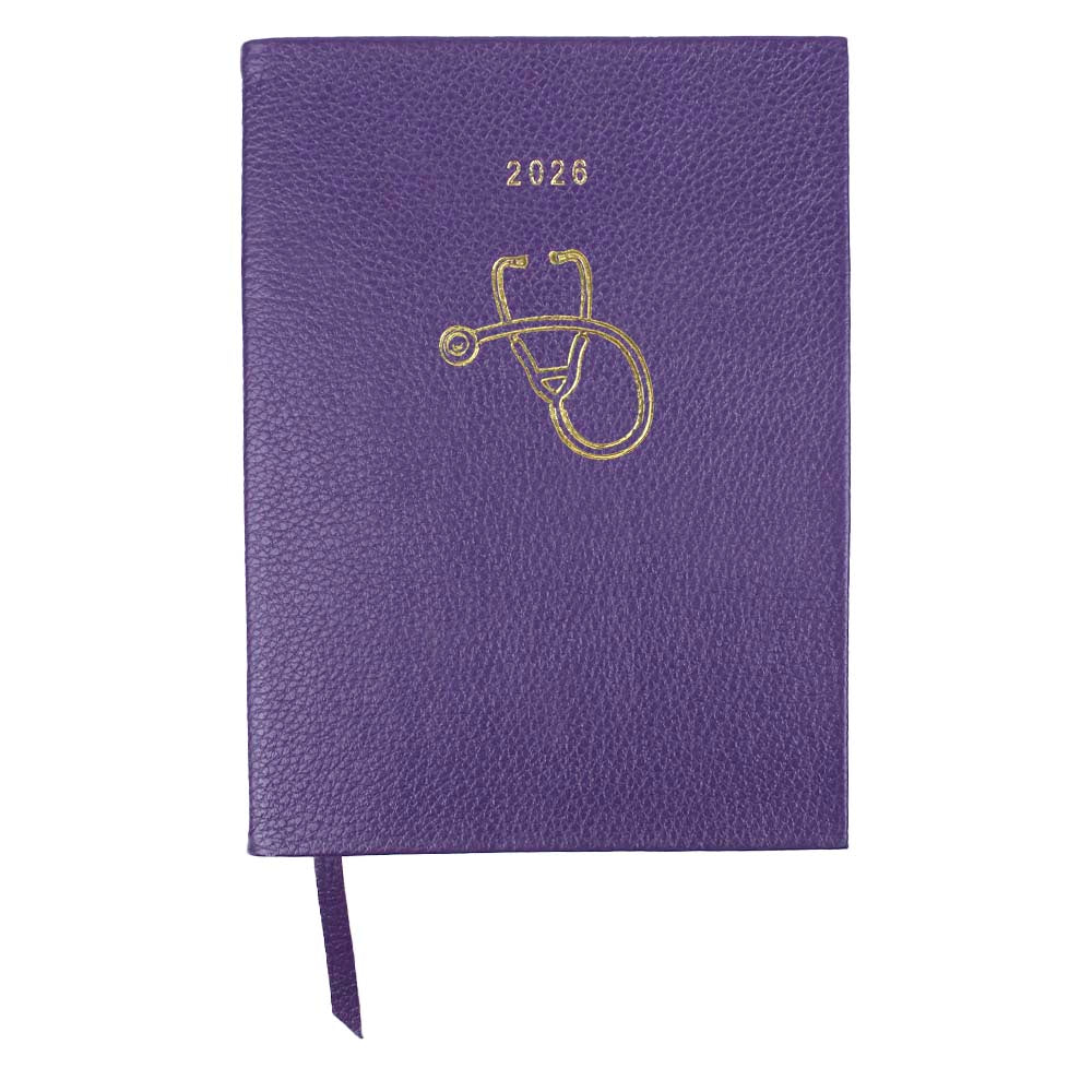 Planner My Days 2026 com Hotstamping Estetoscópio em Couro Personalizado