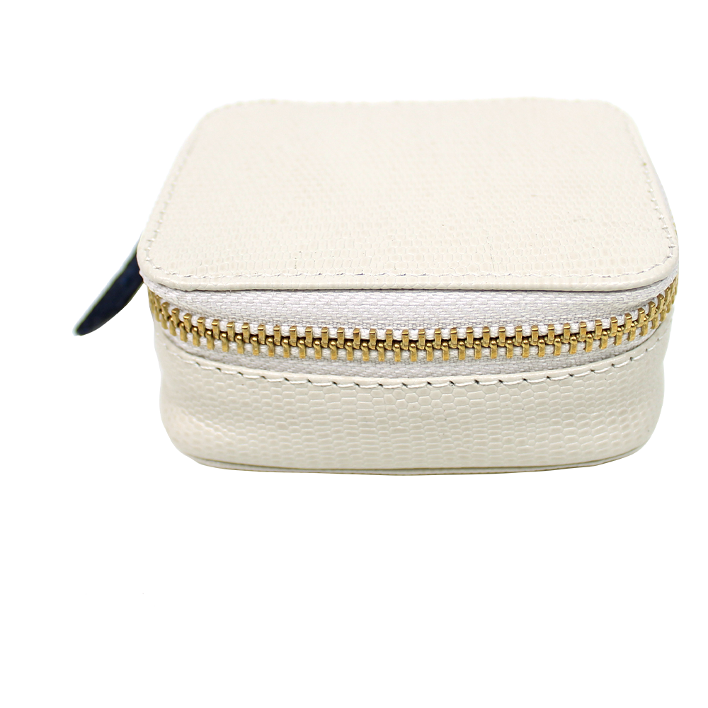 Porta Batom Off White Lesard com Marinho Liso Pronta Entrega