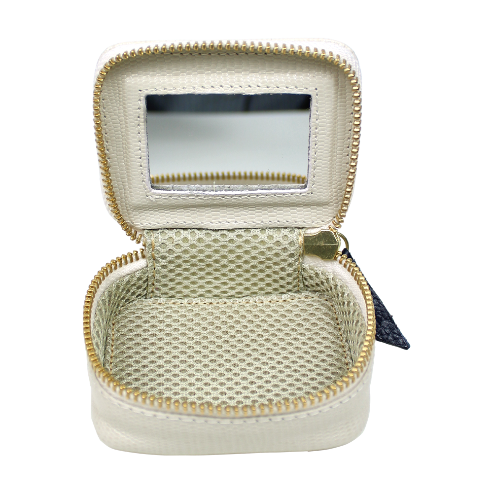 Porta Batom Off White Lesard com Marinho Liso Pronta Entrega
