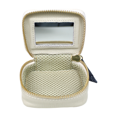 Porta Batom Off White Lesard com Marinho Liso Pronta Entrega