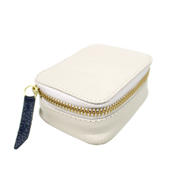 Porta Batom Off White Lesard com Marinho Liso Pronta Entrega