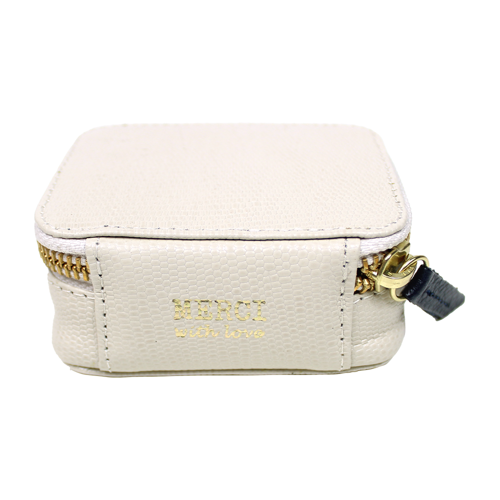 Porta Batom Off White Lesard com Marinho Liso Pronta Entrega