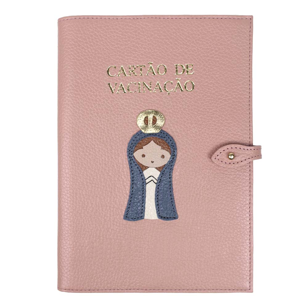 Porta Cartão de Vacina Nossa Senhora + Caderneta de Saúde Impressa em Couro Personalizado