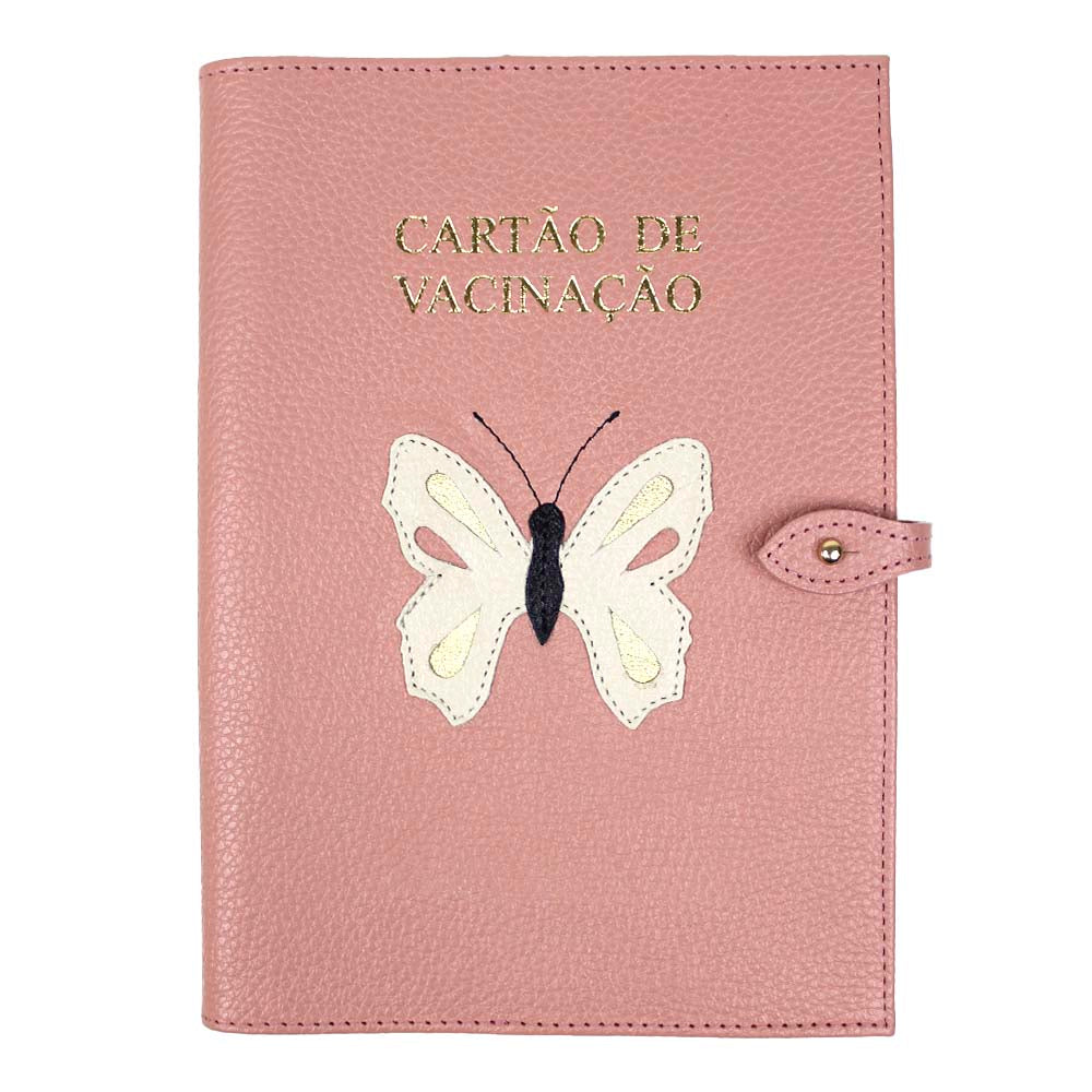 Porta Cartão de Vacina Borboleta + Caderneta de Saúde Impressa em Couro Personalizado