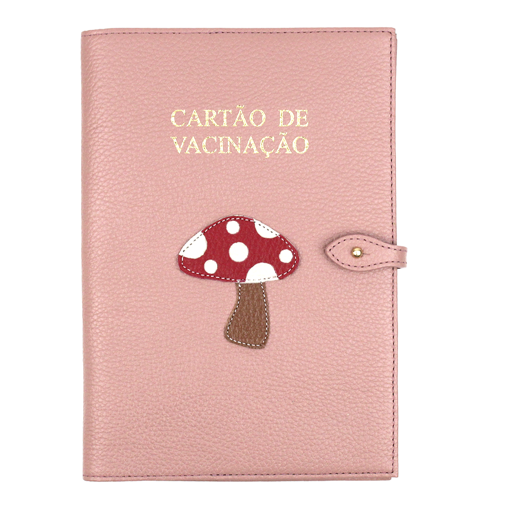 Porta Cartão de Vacina Cogumelo em Couro Personalizado