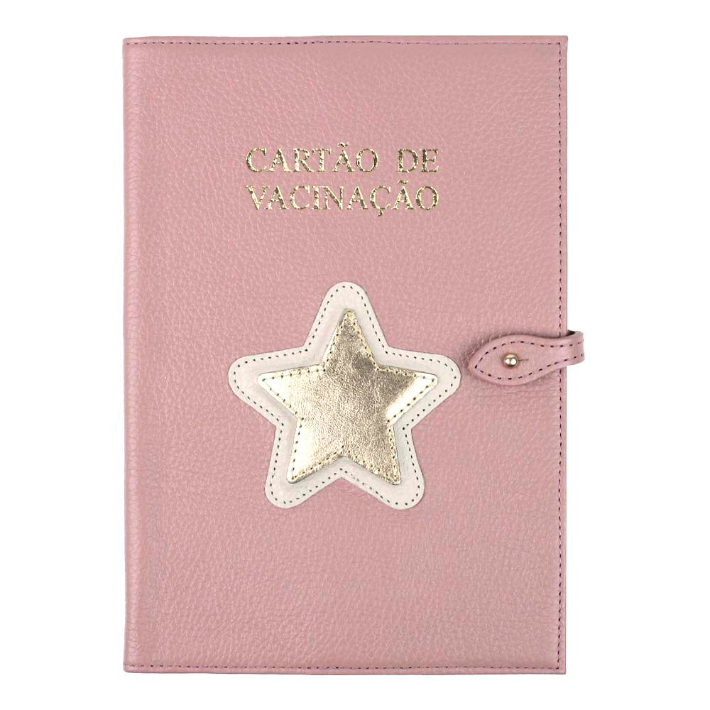 Porta Cartão de Vacina Estrela em Couro Personalizado