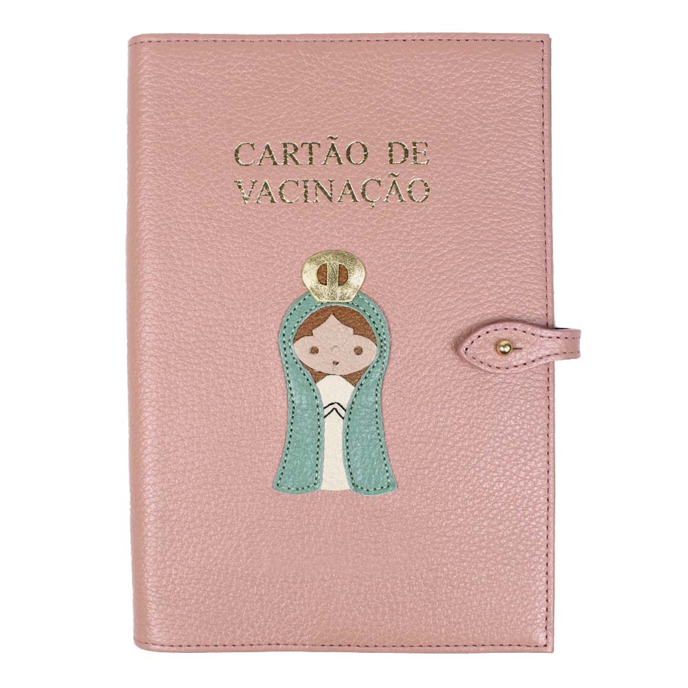 Porta Cartão de Vacina Nossa Senhora + Caderneta de Saúde Impressa em Couro Personalizado