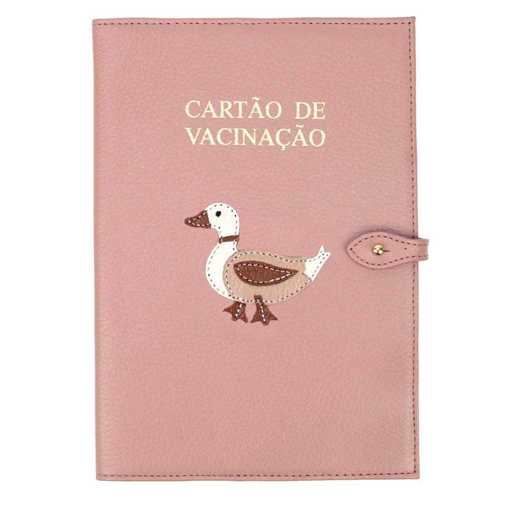 Porta Cartão de Vacina Patinho Vintage em Couro Personalizado