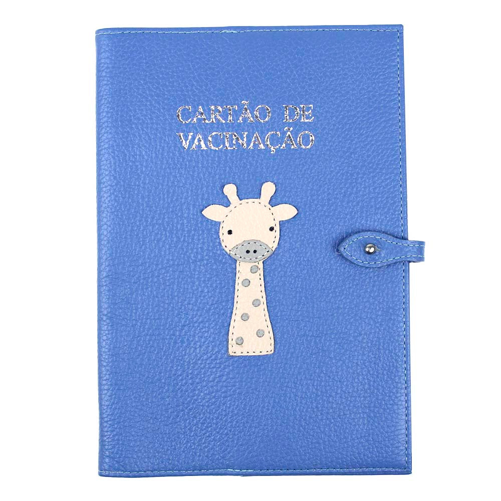 Porta Cartão de Vacina Girafinha Masculino em Couro Personalizado