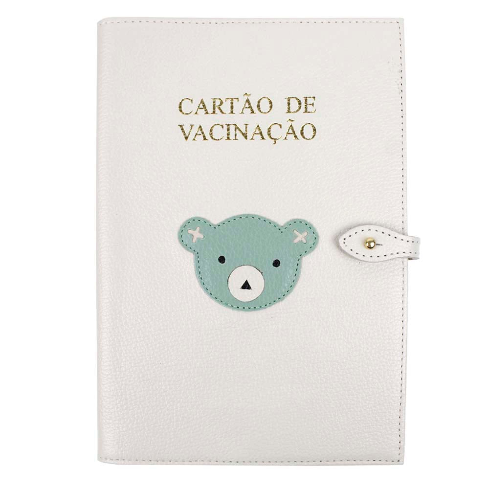 Porta Cartão de Vacina Blue Bear em Couro Personalizado