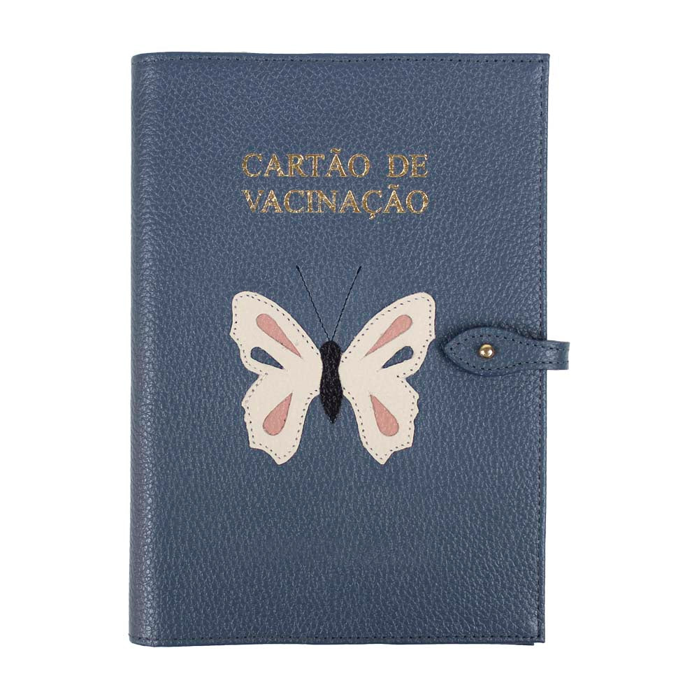 Porta Cartão de Vacina Borboleta + Caderneta de Saúde Impressa em Couro Personalizado