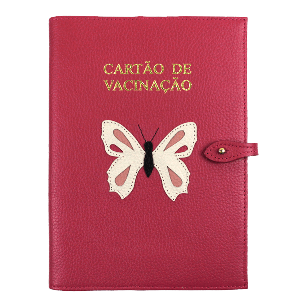 Porta Cartão de Vacina Borboleta + Caderneta de Saúde Impressa em Couro Personalizado