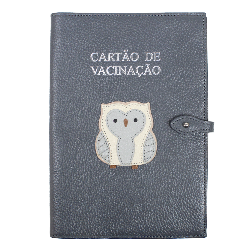 Porta Cartão de Vacina Coruja em Couro Personalizado