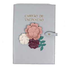 Porta Cartão de Vacina Le Jardin + Caderneta de Saúde Impressa em Couro Personalizado