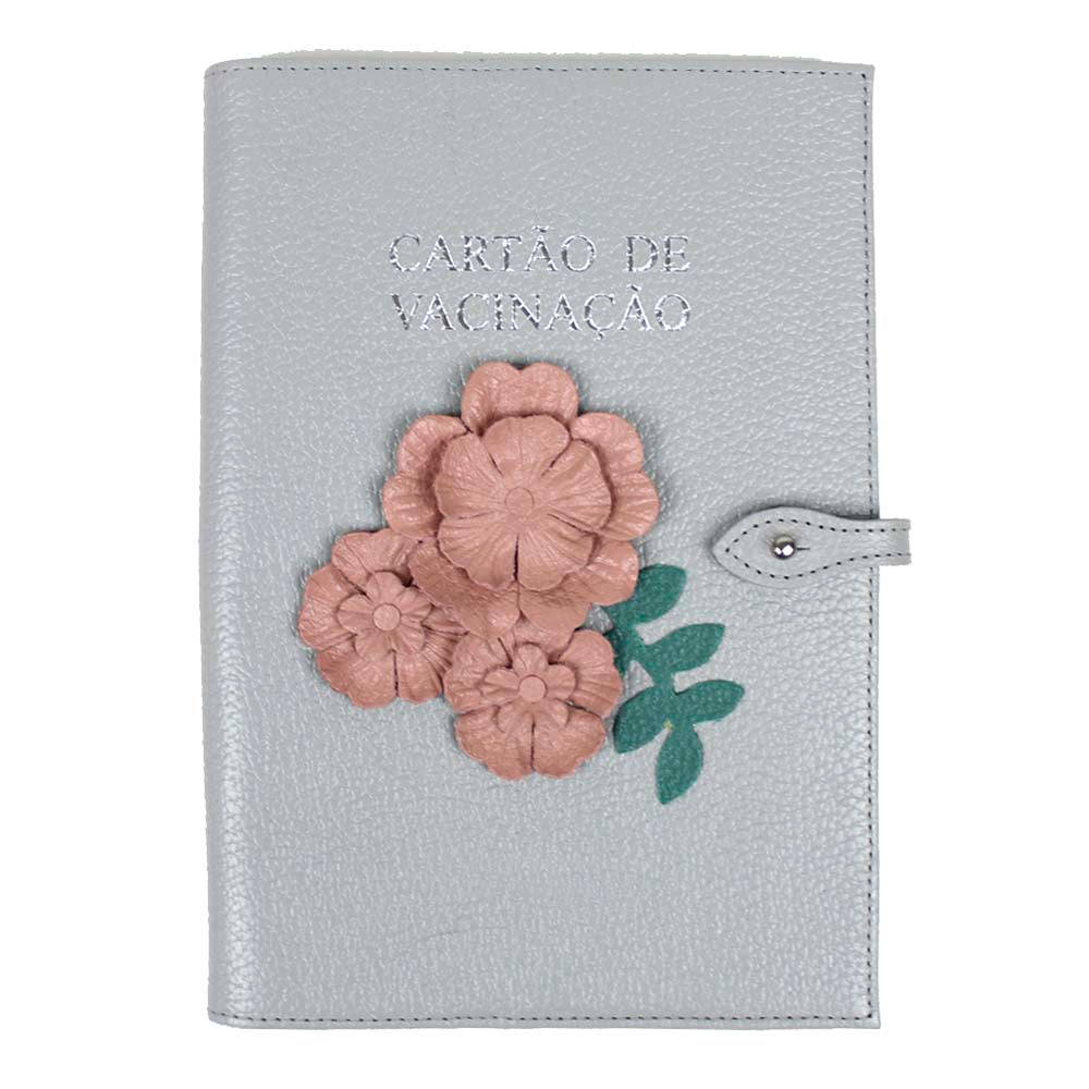 Porta Cartão de Vacina Le Jardin + Caderneta de Saúde Impressa em Couro Personalizado