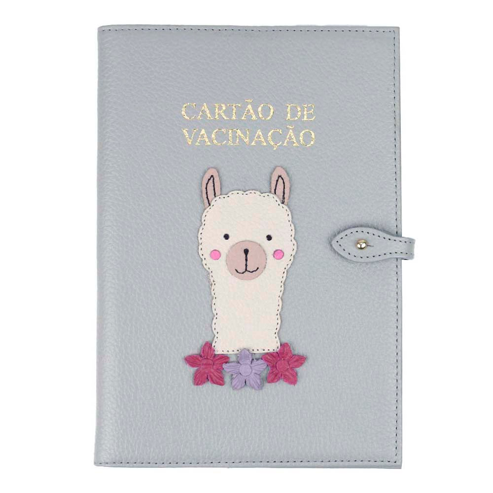 Porta Cartão De Vacina Lhama Cinza Claro Liso Chiclete E Lilás Liso Pronta Entrega