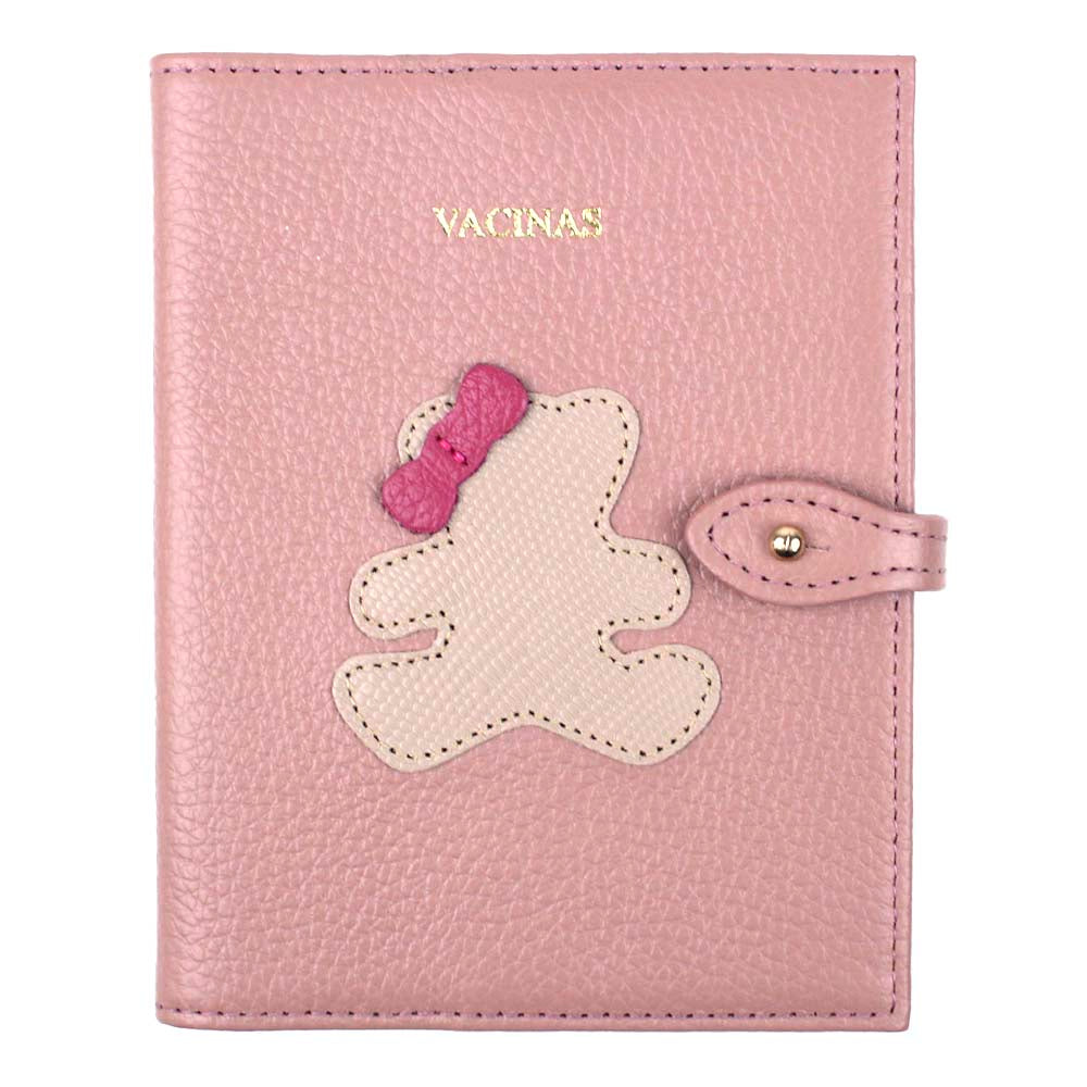 Porta Mini Cartão de Vacina - Modelo Einstein Little Bear Laço em Couro Personalizado