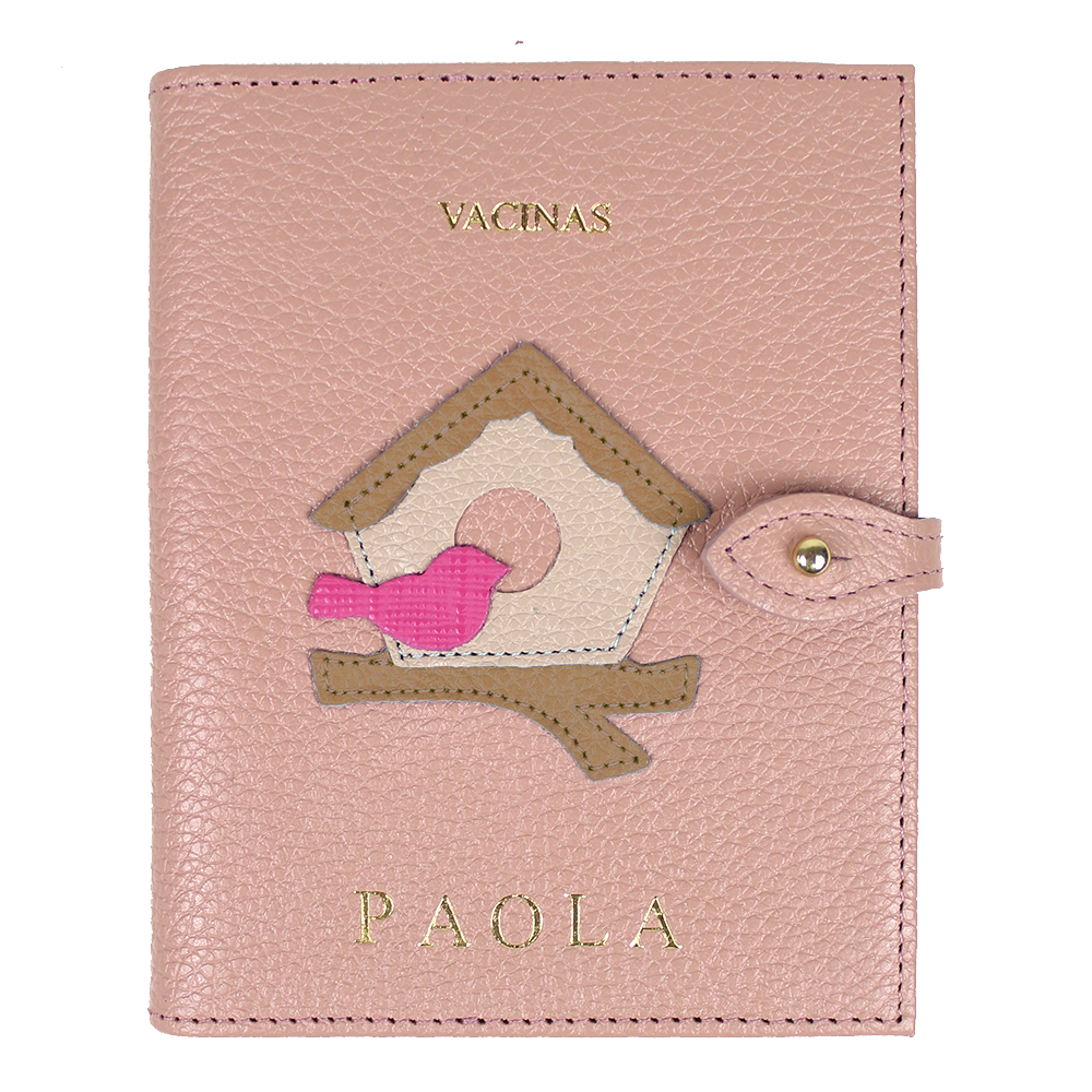 Porta Mini Cartão de Vacina - Modelo Einstein Little Bird em Couro Personalizado