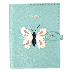 Porta Mini Cartão de Vacina - Modelo Einstein Borboleta Menta Liso com Off White Liso e Algodão Doce Liso Pronta Entrega