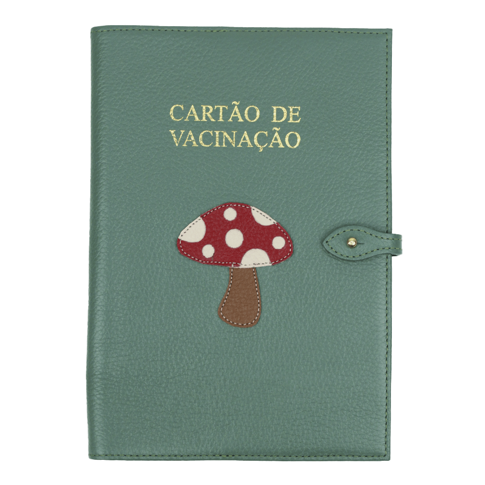 Porta Cartão de Vacina Cogumelo em Couro Personalizado