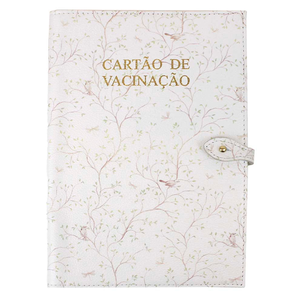 Porta Cartão de Vacina By Mariana Jabur Estampa Birds em Couro Personalizado