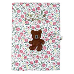 Porta Cartão de Vacina Urso Teddy Estampa Bosque em Couro Personalizado