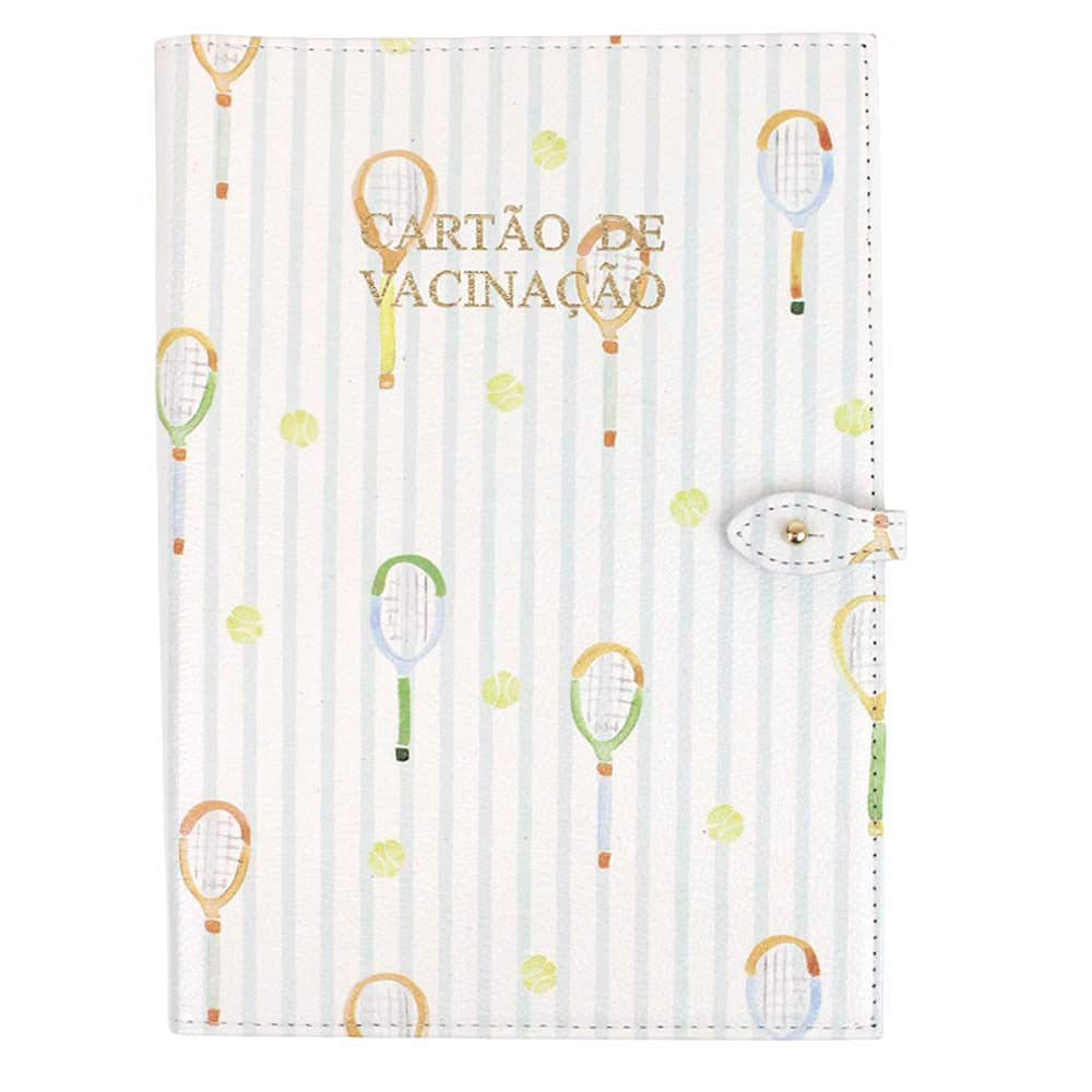Porta Cartão de Vacina By Mariana Jabur Estampa Tennis em Couro Personalizado