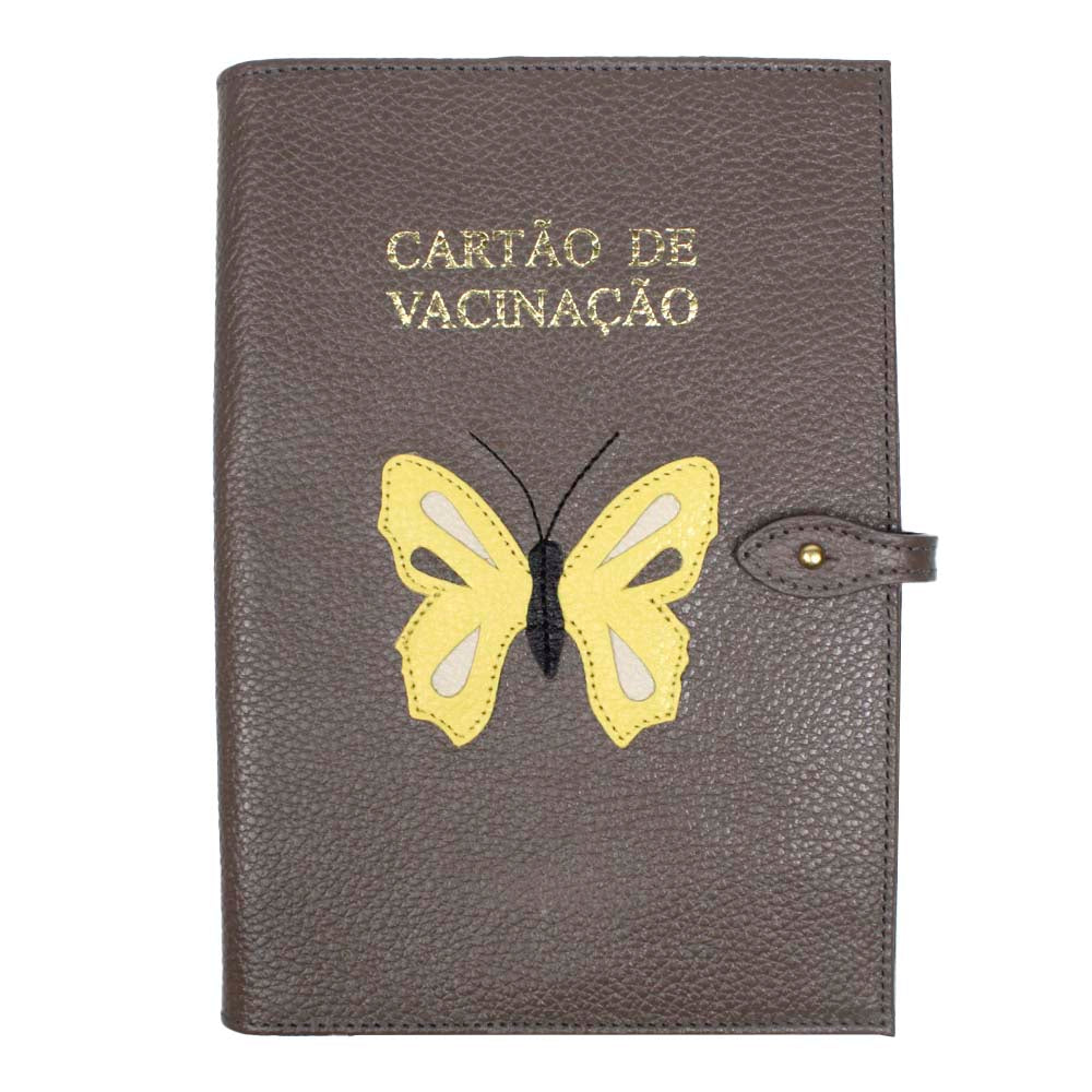 Porta Cartão de Vacina Borboleta + Caderneta de Saúde Impressa em Couro Personalizado