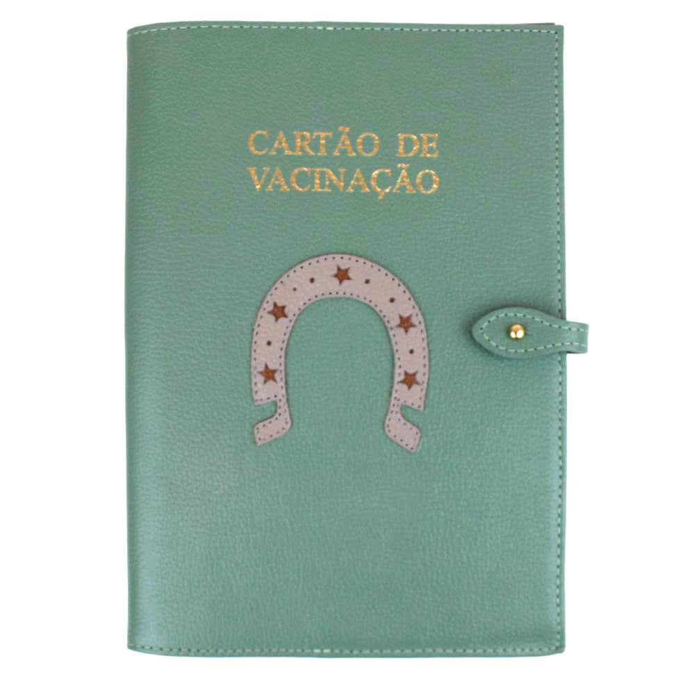 Porta Cartão De Vacina Ferradura Jade com Atmosfera e Caramelo Liso Pronta Entrega