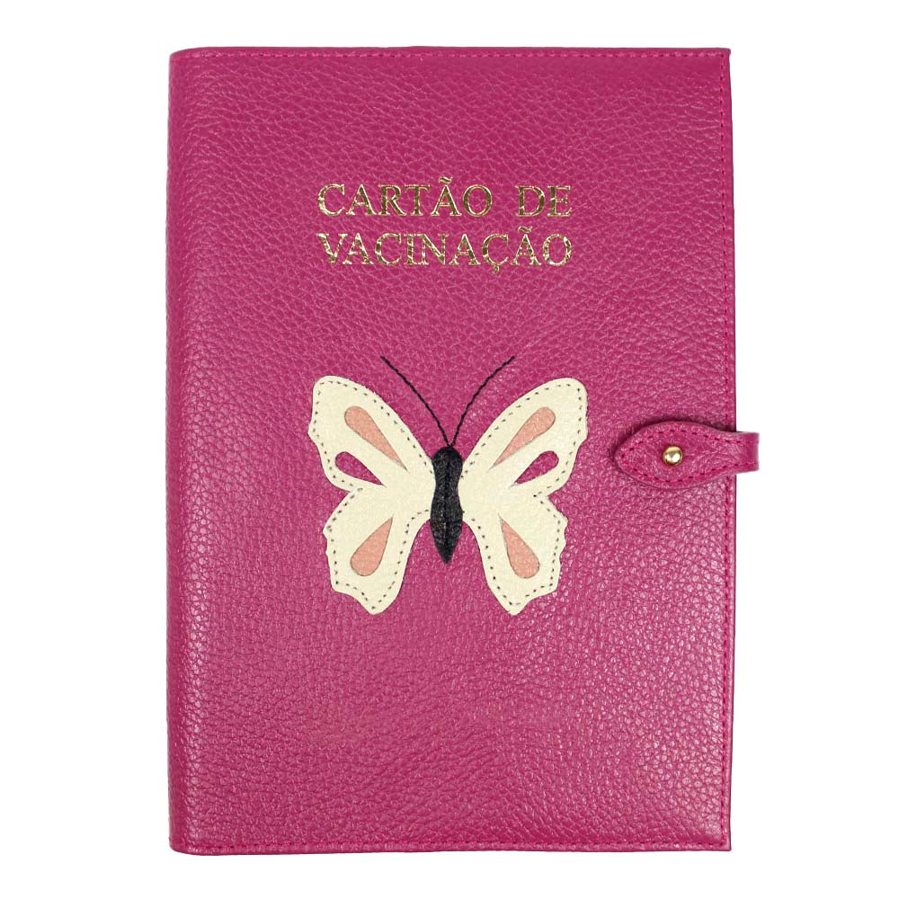 Porta Cartão de Vacina Borboleta + Caderneta de Saúde Impressa em Couro Personalizado